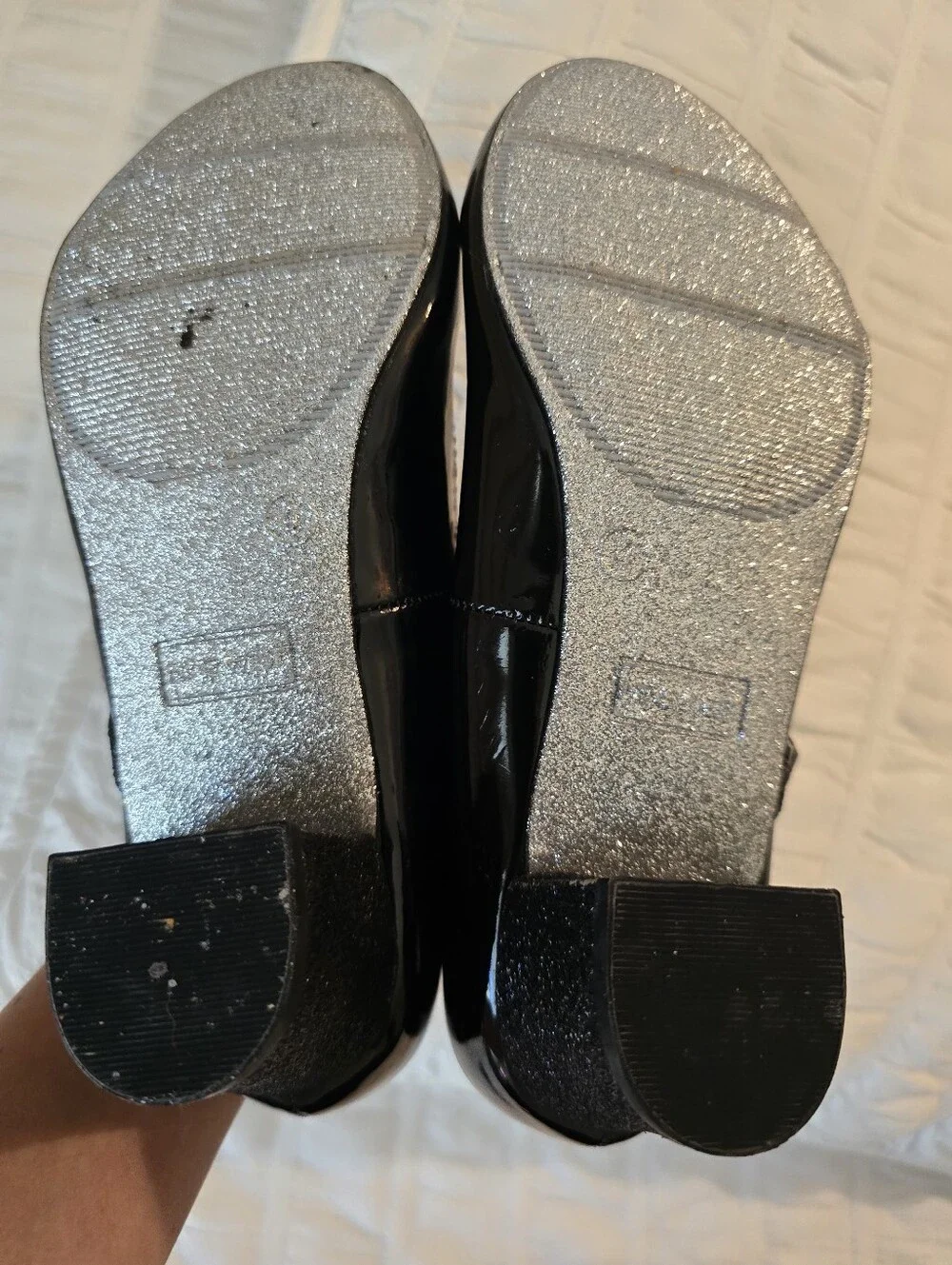 Nine West Kids Black Patent Mary Janes with Sparkle Strap